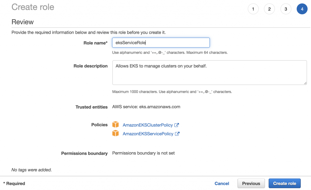 Creating EKS Service Role