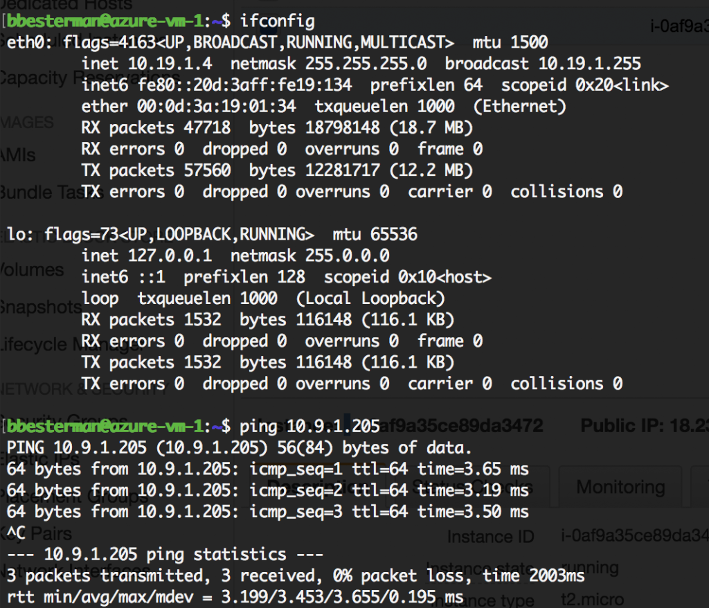 Azure-to-AWS ping test